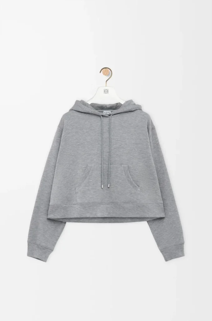 Sudadera con capucha y silueta trapezoidal en mezcla de algodón Gris jaspeado Sudadera con capucha y silueta trapezoidal en mezcla de algodón Gris jaspeado