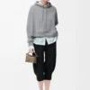 Sudadera con capucha y silueta trapezoidal en mezcla de algodón Gris jaspeado Sudadera con capucha y silueta trapezoidal en mezcla de algodón Gris jaspeado