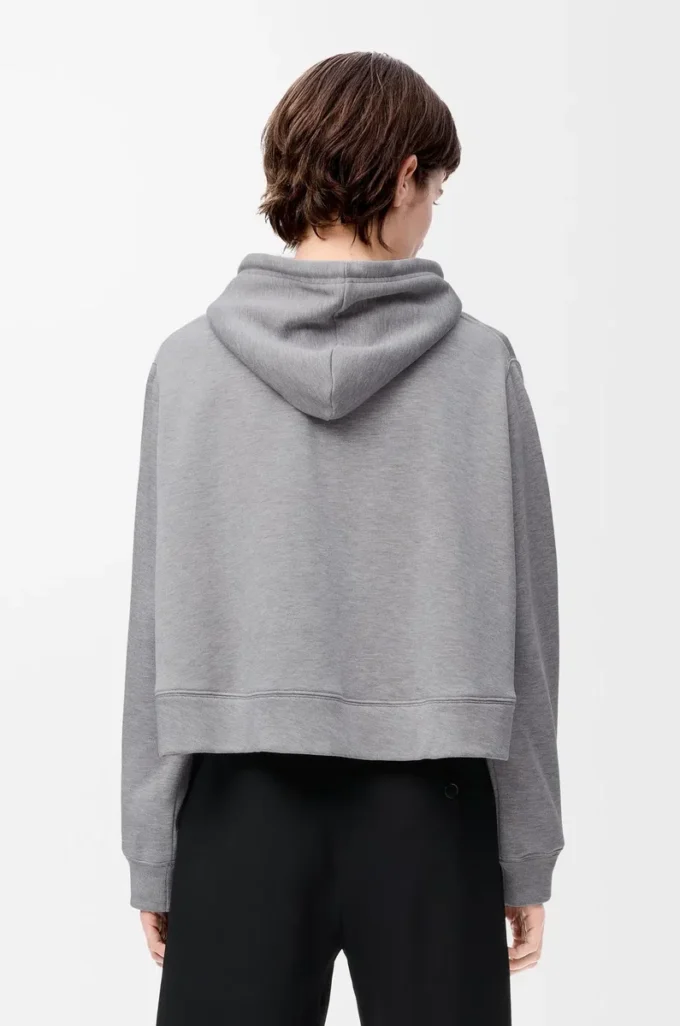 Sudadera con capucha y silueta trapezoidal en mezcla de algodón Gris jaspeado Sudadera con capucha y silueta trapezoidal en mezcla de algodón Gris jaspeado