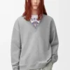 Sudadera de algodón gris jaspeado Sudadera de algodón gris jaspeado