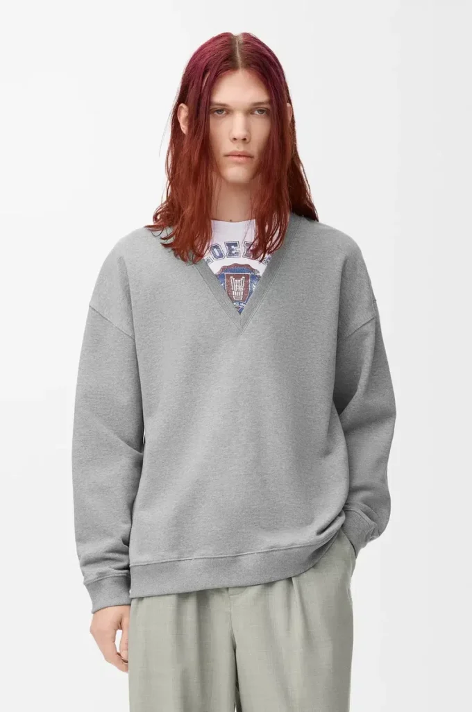 Sudadera de algodón gris jaspeado Sudadera de algodón gris jaspeado