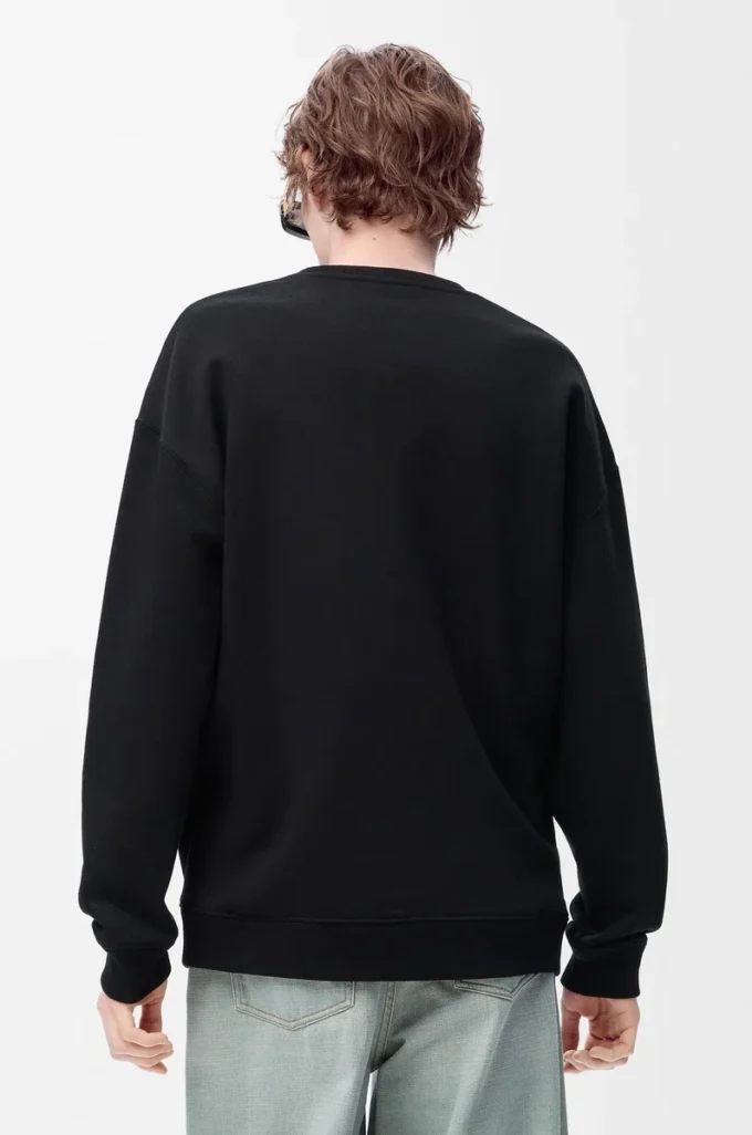 Sudadera de corte regular en algodón negro Sudadera de corte regular en algodón negro