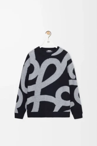 Sudadera de lana y algodón azul marino/gris