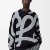 Sudadera de lana y algodón azul marino/gris Sudadera de lana y algodón azul marino/gris