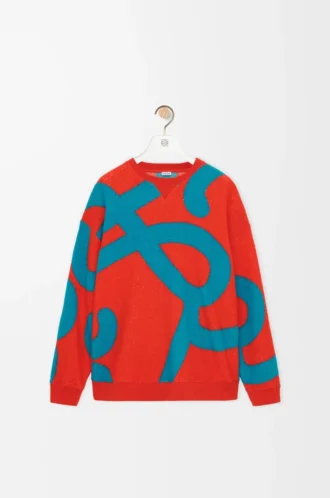 Sudadera de lana y algodón azul/naranja