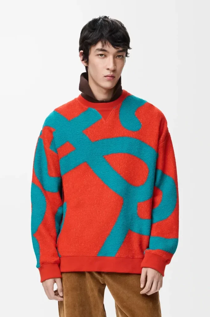 Sudadera de lana y algodón azul/naranja Sudadera de lana y algodón azul/naranja
