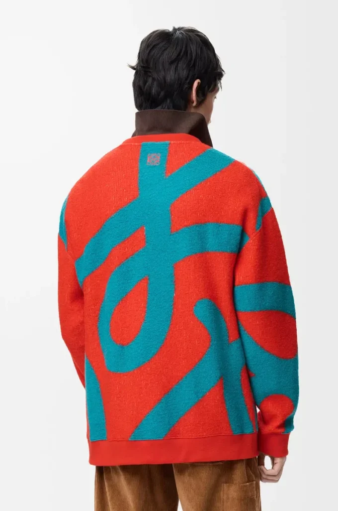 Sudadera de lana y algodón azul/naranja Sudadera de lana y algodón azul/naranja
