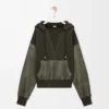 Sudadera híbrida de algodón y piel de cordero napa Verde caqui Sudadera híbrida de algodón y piel de cordero napa Verde caqui