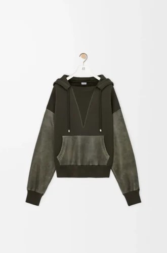 Sudadera híbrida de algodón y piel de cordero napa Verde caqui Sudadera híbrida de algodón y piel de cordero napa Verde caqui
