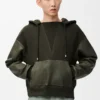 Sudadera híbrida de algodón y piel de cordero napa Verde caqui Sudadera híbrida de algodón y piel de cordero napa Verde caqui