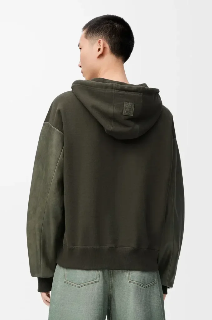 Sudadera híbrida de algodón y piel de cordero napa Verde caqui Sudadera híbrida de algodón y piel de cordero napa Verde caqui