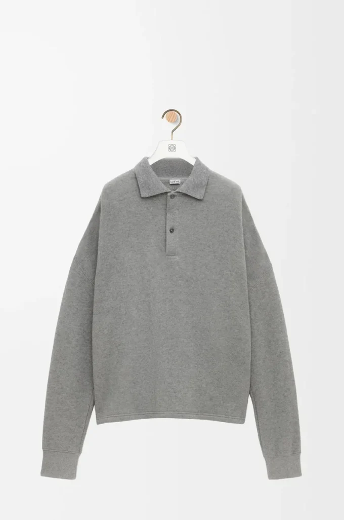 Sudadera polo de algodón y cachemira gris plomo Sudadera polo de algodón y cachemira gris plomo