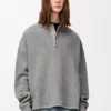 Sudadera polo de algodón y cachemira gris plomo Sudadera polo de algodón y cachemira gris plomo