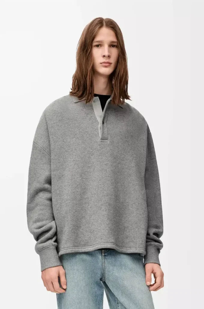 Sudadera polo de algodón y cachemira gris plomo Sudadera polo de algodón y cachemira gris plomo