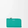Tarjetero con monedero Pebble en piel de becerro granulada Aquamarine
