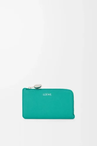 Tarjetero con monedero Pebble en piel de becerro granulada Aquamarine