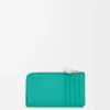 Tarjetero con monedero Pebble en piel de becerro granulada Aquamarine
