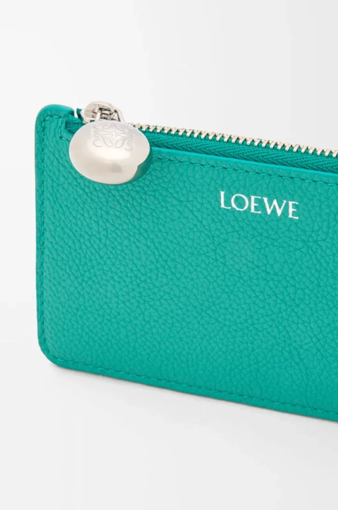 Tarjetero con monedero Pebble en piel de becerro granulada Aquamarine