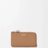 Tarjetero con monedero Pebble en piel de becerro granulada Pebble Mocha