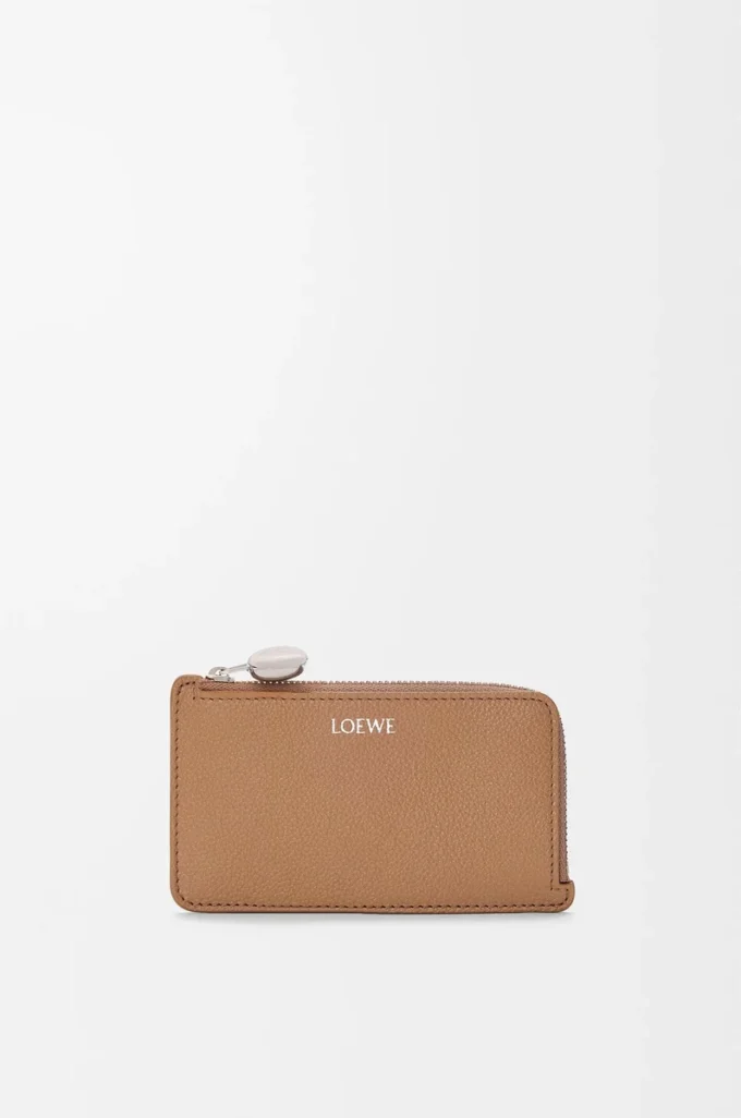 Tarjetero con monedero Pebble en piel de becerro granulada Pebble Mocha