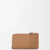 Tarjetero con monedero Pebble en piel de becerro granulada Pebble Mocha