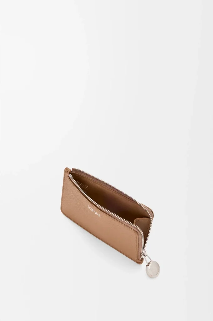 Tarjetero con monedero Pebble en piel de becerro granulada Pebble Mocha