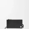 Tarjetero con monedero Pebble Slider en piel de becerro napa brillante negro/caqui oscuro