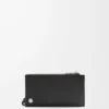 Tarjetero con monedero Pebble Slider en piel de becerro napa brillante negro/caqui oscuro