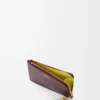 Tarjetero con nudo en piel de becerro napa brillante Dark Burgundy/Light Citrine