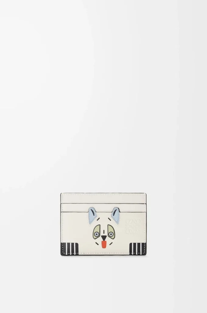 Tarjetero liso Futurist Cat en piel de becerro clásica Soft White Tarjetero liso Futurist Cat en piel de becerro clásica Soft White