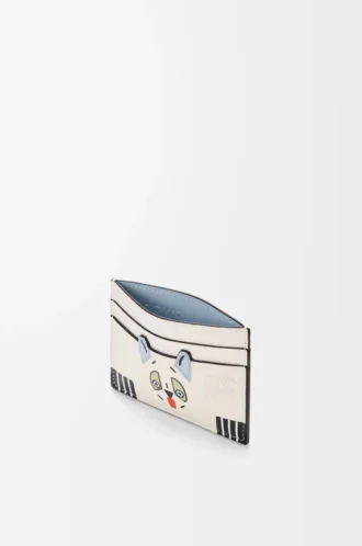 Tarjetero liso Futurist Cat en piel de becerro clásica Soft White Tarjetero liso Futurist Cat en piel de becerro clásica Soft White