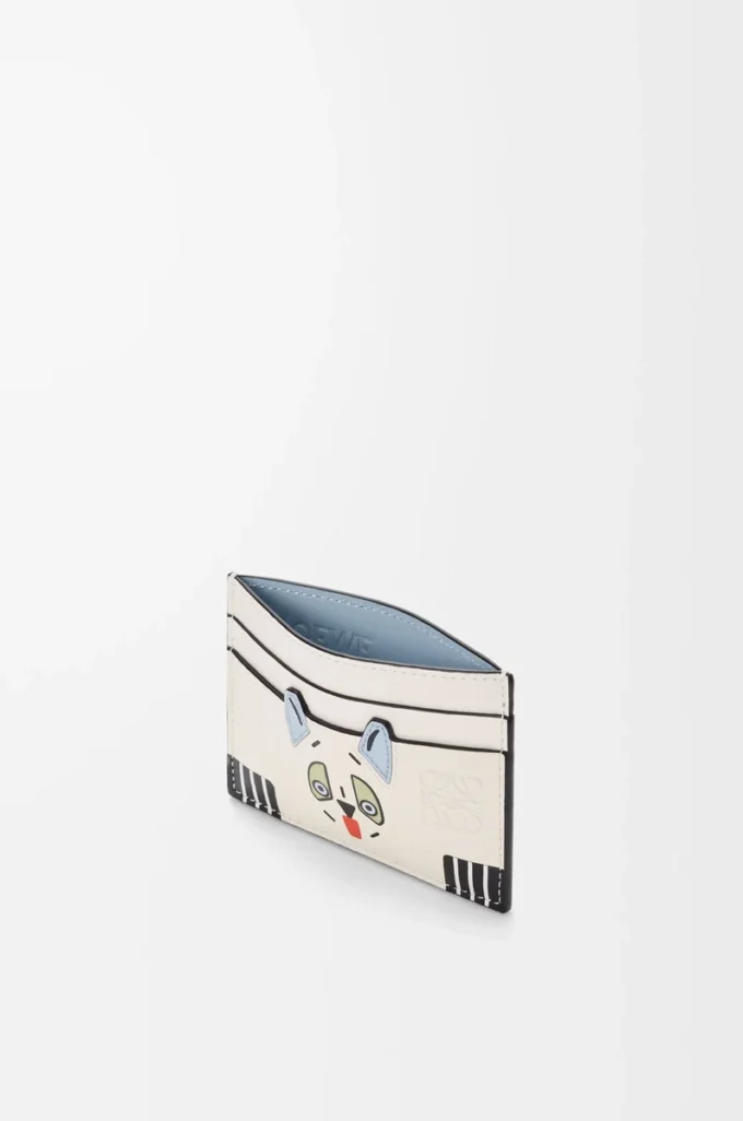 Tarjetero liso Futurist Cat en piel de becerro clásica Soft White Tarjetero liso Futurist Cat en piel de becerro clásica Soft White
