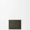 Tarjetero liso Puzzle en piel de becerro clásica Dark Khaki
