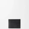 Tarjetero liso Puzzle en piel de becerro granulada flexible. Negro