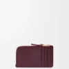 Tarjetero monedero en piel de becerro lisa y granulada Dark Burgundy Tarjetero monedero en piel de becerro lisa y granulada Dark Burgundy