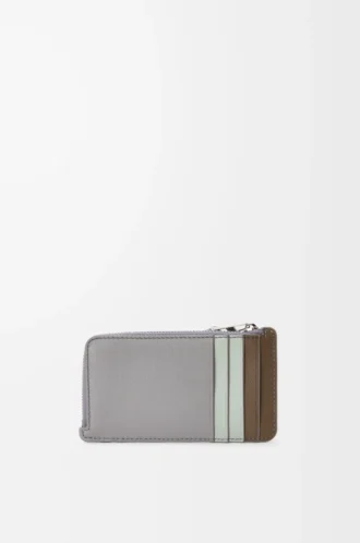 Tarjetero monedero Puzzle en piel de becerro clásica marrón invierno/gris ceniza