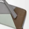 Tarjetero monedero Puzzle en piel de becerro clásica marrón invierno/gris ceniza