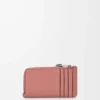 Tarjetero para monedas en piel de becerro granulada suave Blush/Mahogany
