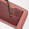 Tarjetero para monedas en piel de becerro granulada suave Blush/Mahogany