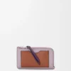 Tarjetero para monedas en piel de becerro granulada suave Dirty Mauve/Squirrel