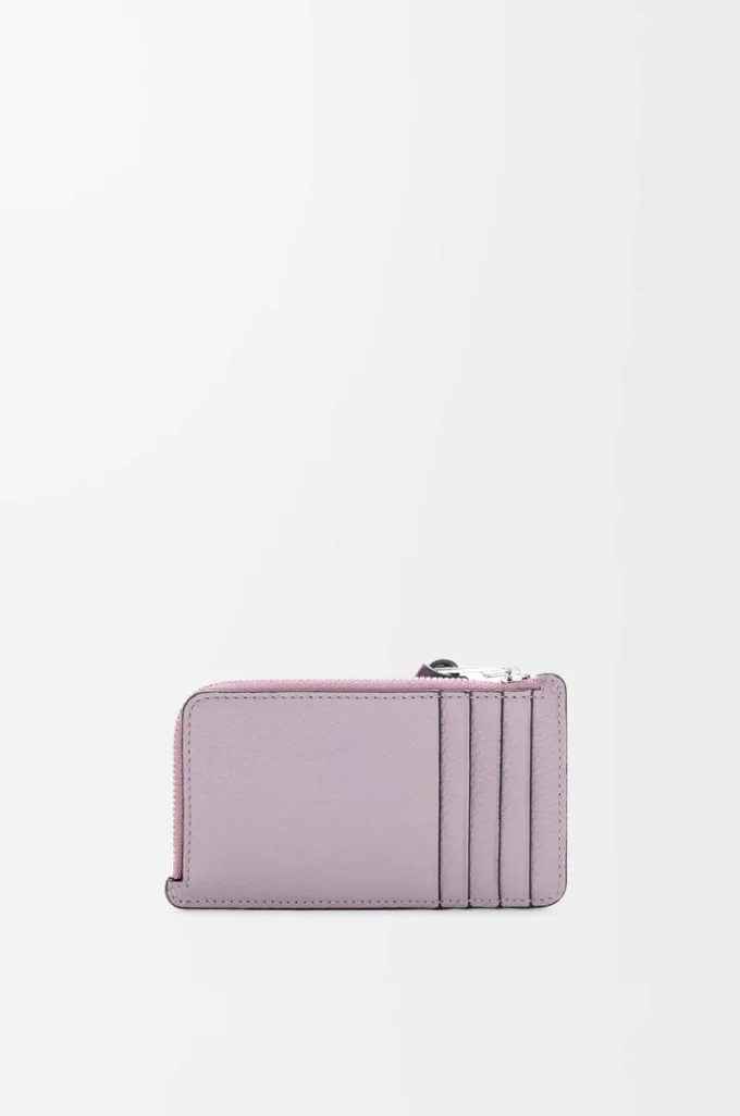 Tarjetero para monedas en piel de becerro granulada suave Dirty Mauve/Squirrel