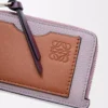Tarjetero para monedas en piel de becerro granulada suave Dirty Mauve/Squirrel