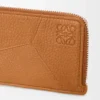 Tarjetero para monedas Puzzle en piel de becerro granulada flexible, marrón claro cañón