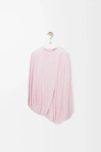 Top drapeado de viscosa rosa