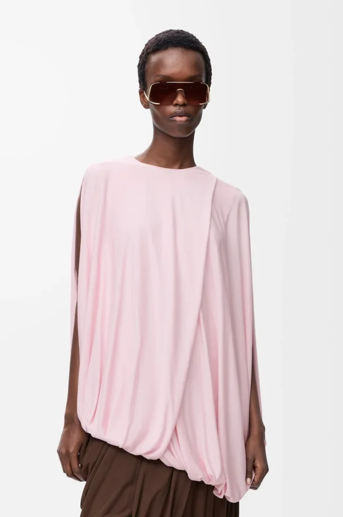 Top drapeado de viscosa rosa Top drapeado de viscosa rosa