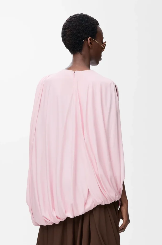 Top drapeado de viscosa rosa Top drapeado de viscosa rosa