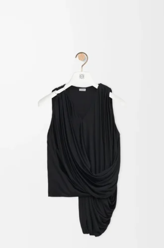 Top drapeado en viscosa negro