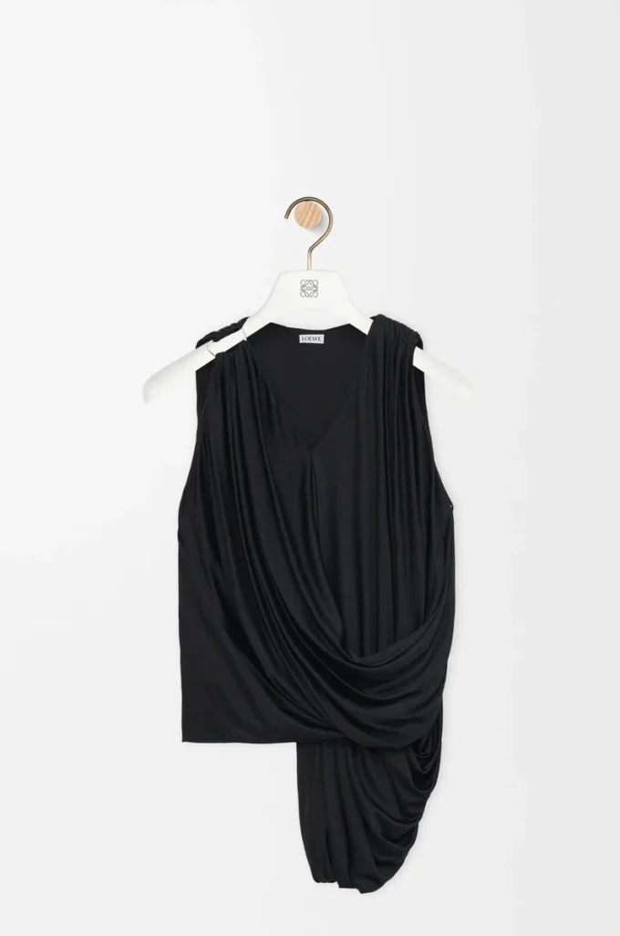 Top drapeado en viscosa negro Top drapeado en viscosa negro