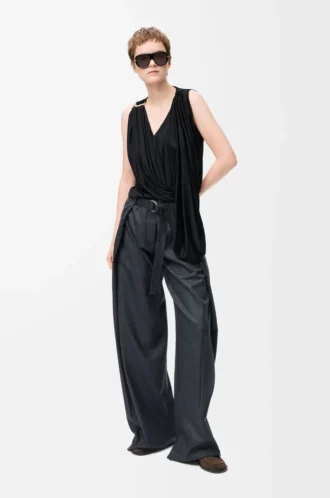 Top drapeado en viscosa negro