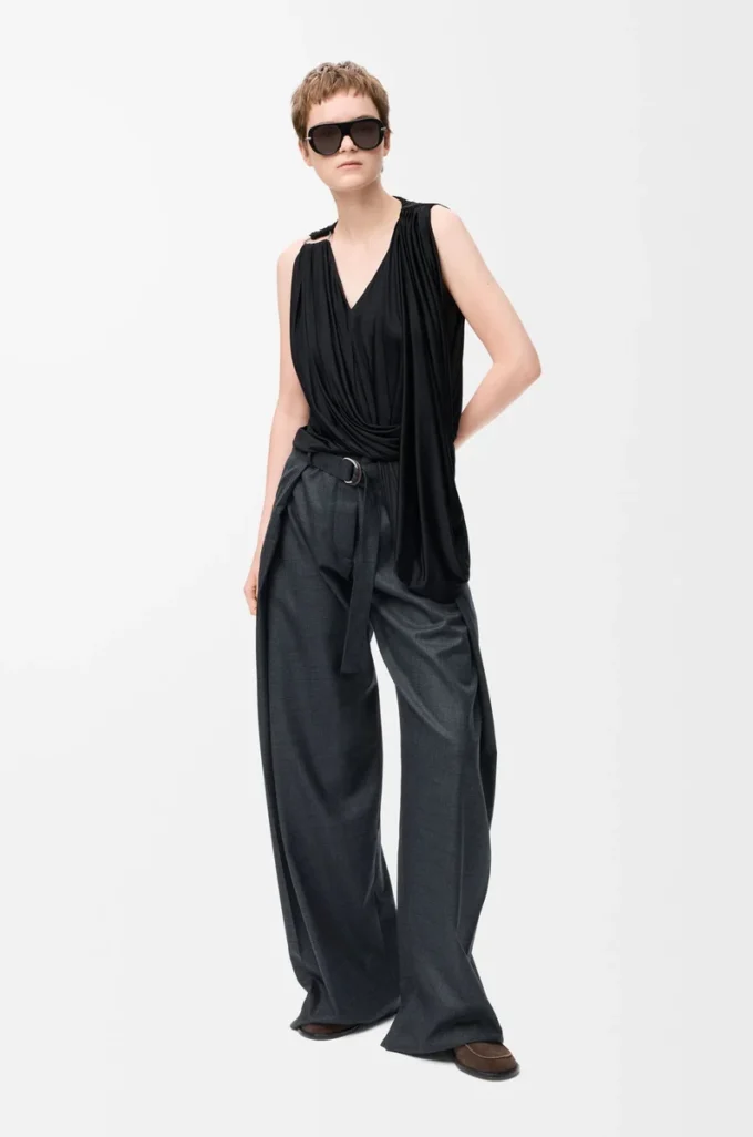Top drapeado en viscosa negro Top drapeado en viscosa negro